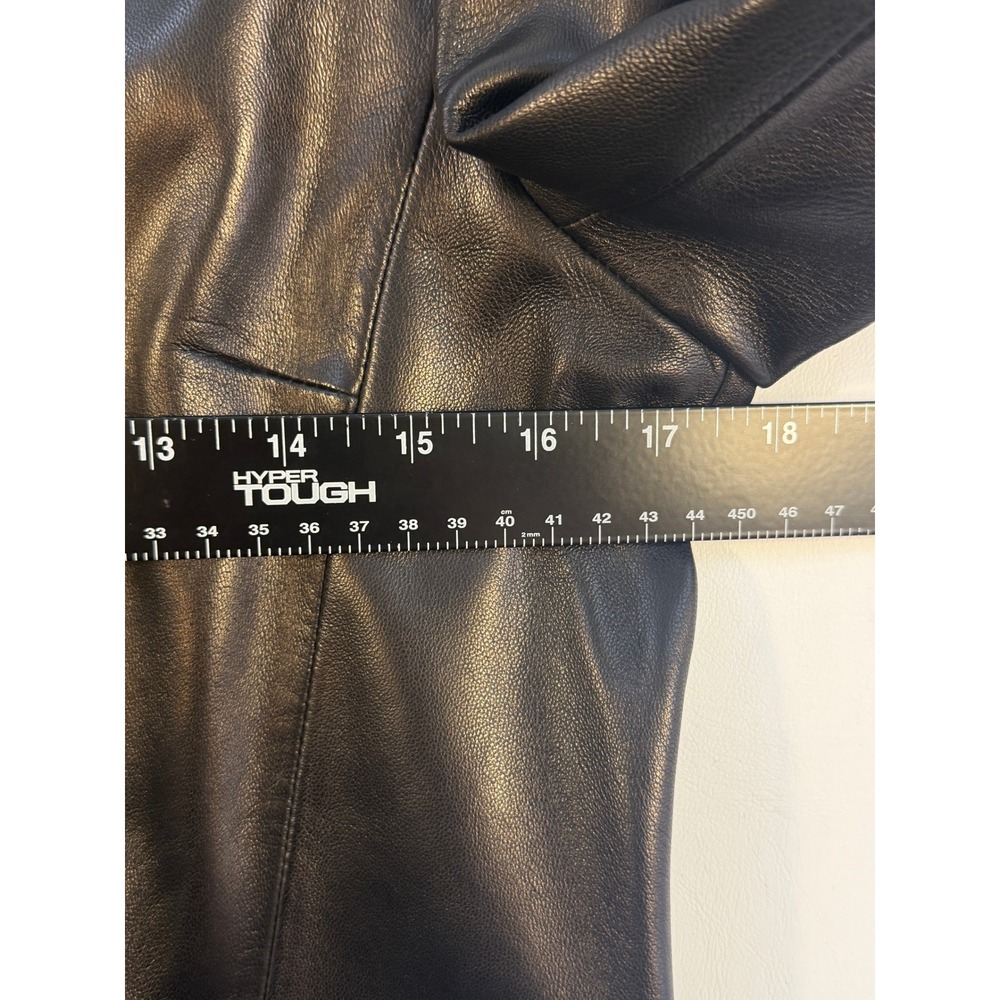 Banana Republic Leather Blazer Women Small Black Excellent Pick Stitch Jacket - Picture 6 of 10